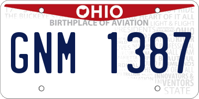 OH license plate GNM1387