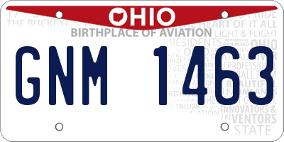 OH license plate GNM1463