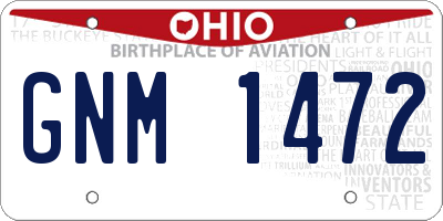 OH license plate GNM1472
