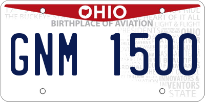 OH license plate GNM1500