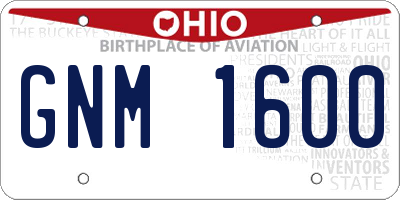 OH license plate GNM1600