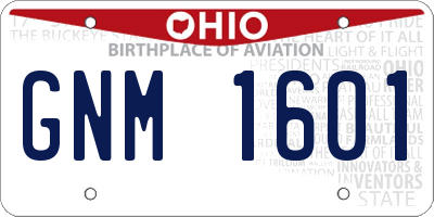 OH license plate GNM1601