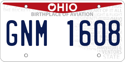 OH license plate GNM1608