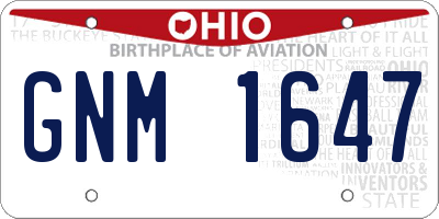 OH license plate GNM1647