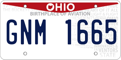 OH license plate GNM1665