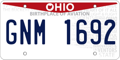 OH license plate GNM1692