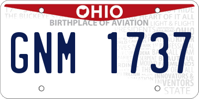 OH license plate GNM1737