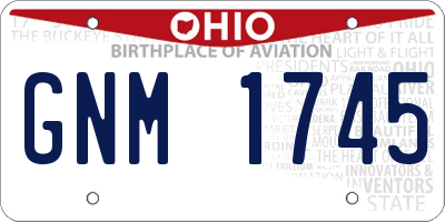 OH license plate GNM1745