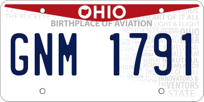 OH license plate GNM1791