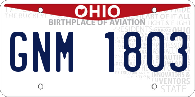 OH license plate GNM1803