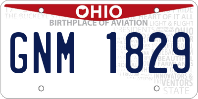 OH license plate GNM1829