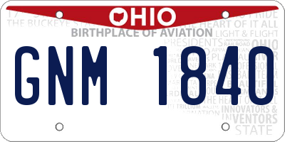 OH license plate GNM1840