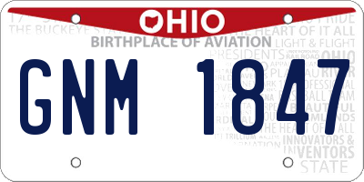 OH license plate GNM1847