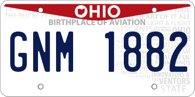 OH license plate GNM1882