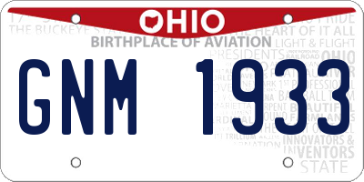 OH license plate GNM1933