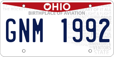 OH license plate GNM1992