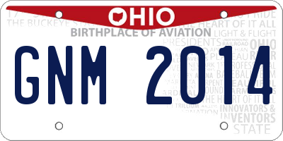 OH license plate GNM2014