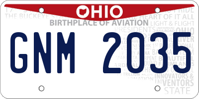 OH license plate GNM2035