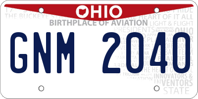 OH license plate GNM2040