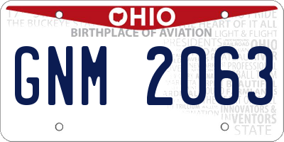 OH license plate GNM2063