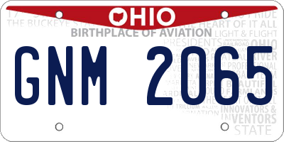 OH license plate GNM2065
