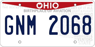 OH license plate GNM2068