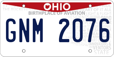 OH license plate GNM2076
