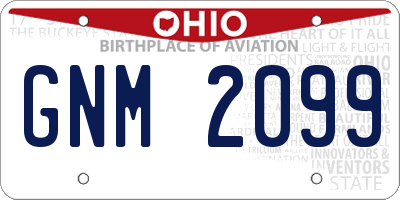 OH license plate GNM2099