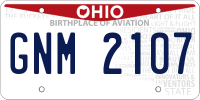 OH license plate GNM2107
