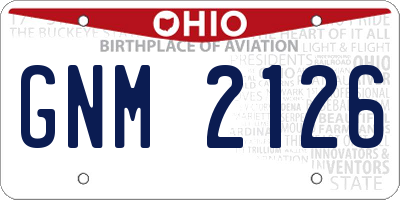 OH license plate GNM2126