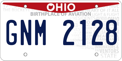 OH license plate GNM2128