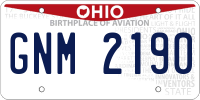OH license plate GNM2190
