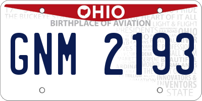 OH license plate GNM2193