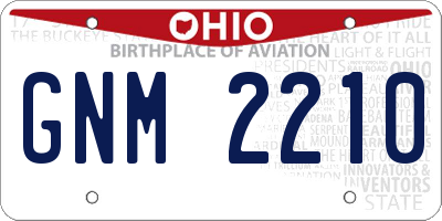 OH license plate GNM2210