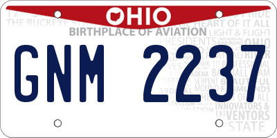 OH license plate GNM2237