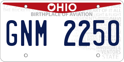 OH license plate GNM2250