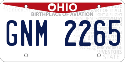 OH license plate GNM2265