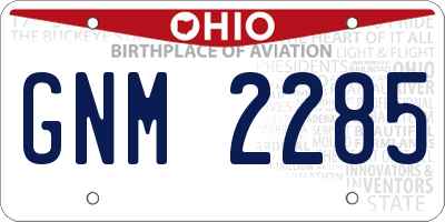 OH license plate GNM2285