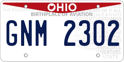 OH license plate GNM2302