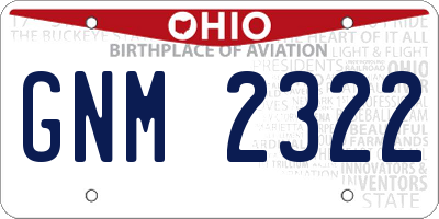 OH license plate GNM2322