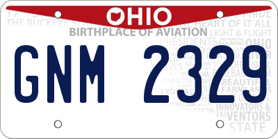 OH license plate GNM2329