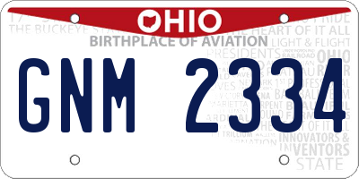 OH license plate GNM2334