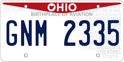 OH license plate GNM2335
