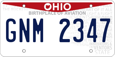 OH license plate GNM2347