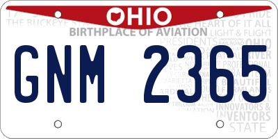 OH license plate GNM2365