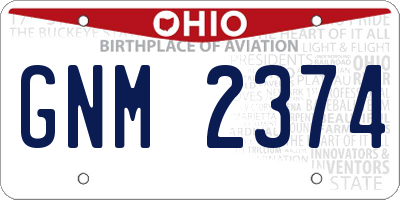 OH license plate GNM2374