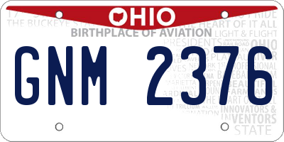OH license plate GNM2376