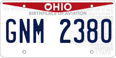 OH license plate GNM2380