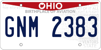 OH license plate GNM2383