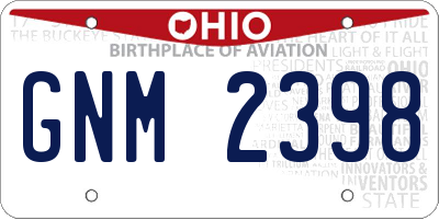 OH license plate GNM2398